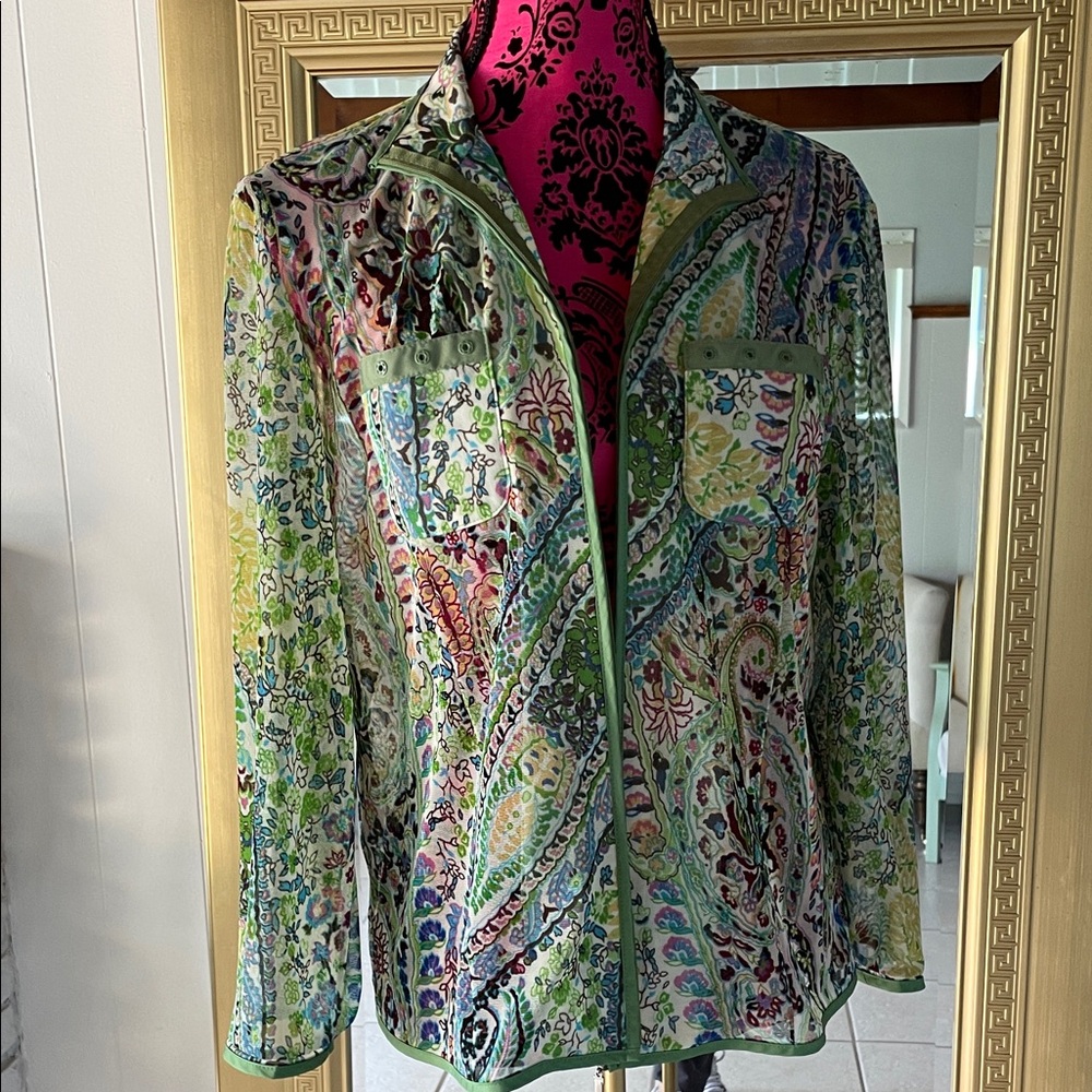 Colorful Paisley Blazer with Green Highlights